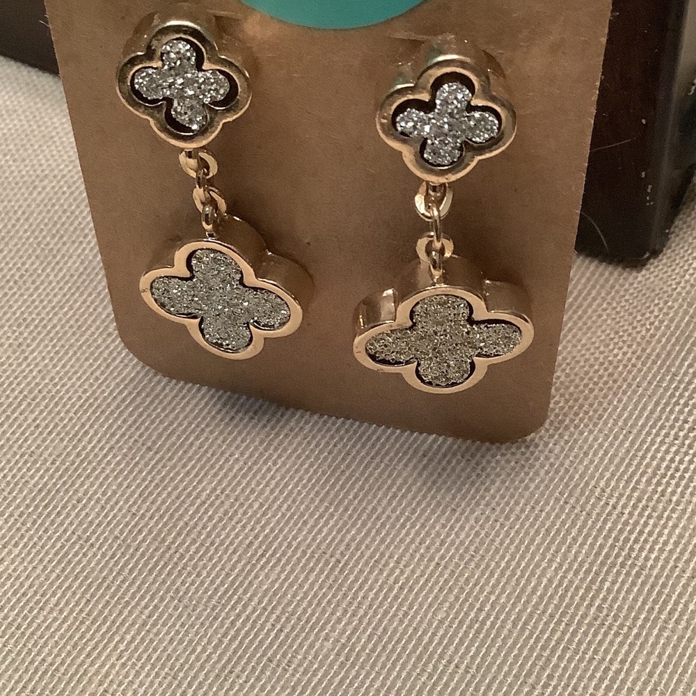 Gold Dipped dazzled Clover Earrings